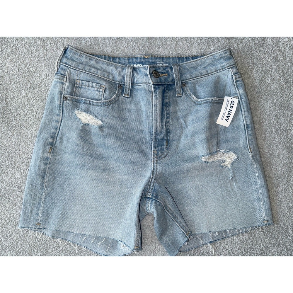 NWT Old Navy High Rise OG Straight Raw Hem Denim Jean Shorts Womens Size 4